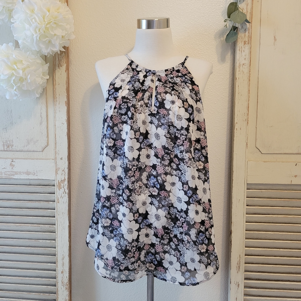 Ann Taylor New sheer floral sleeveless top